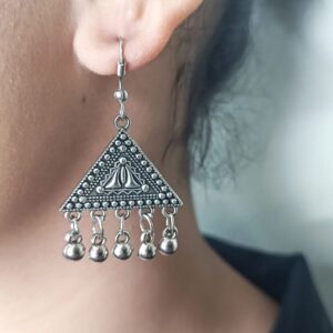 Oxidised Triangle Earring