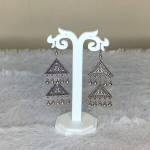 Oxidised Triangle Earring with Two Layer