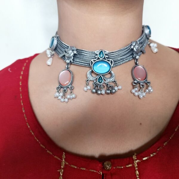 Oxidized Antique Multi-color Choker