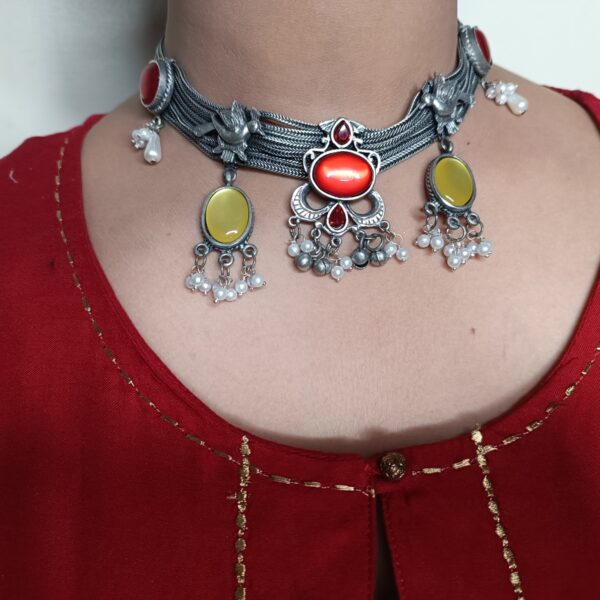 Oxidized Antique Multi-color Choker