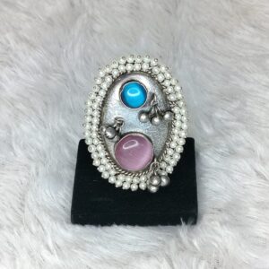 Statement Big Finger Ring with Pearl Work